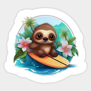 Surfing Baby Sloth Sticker